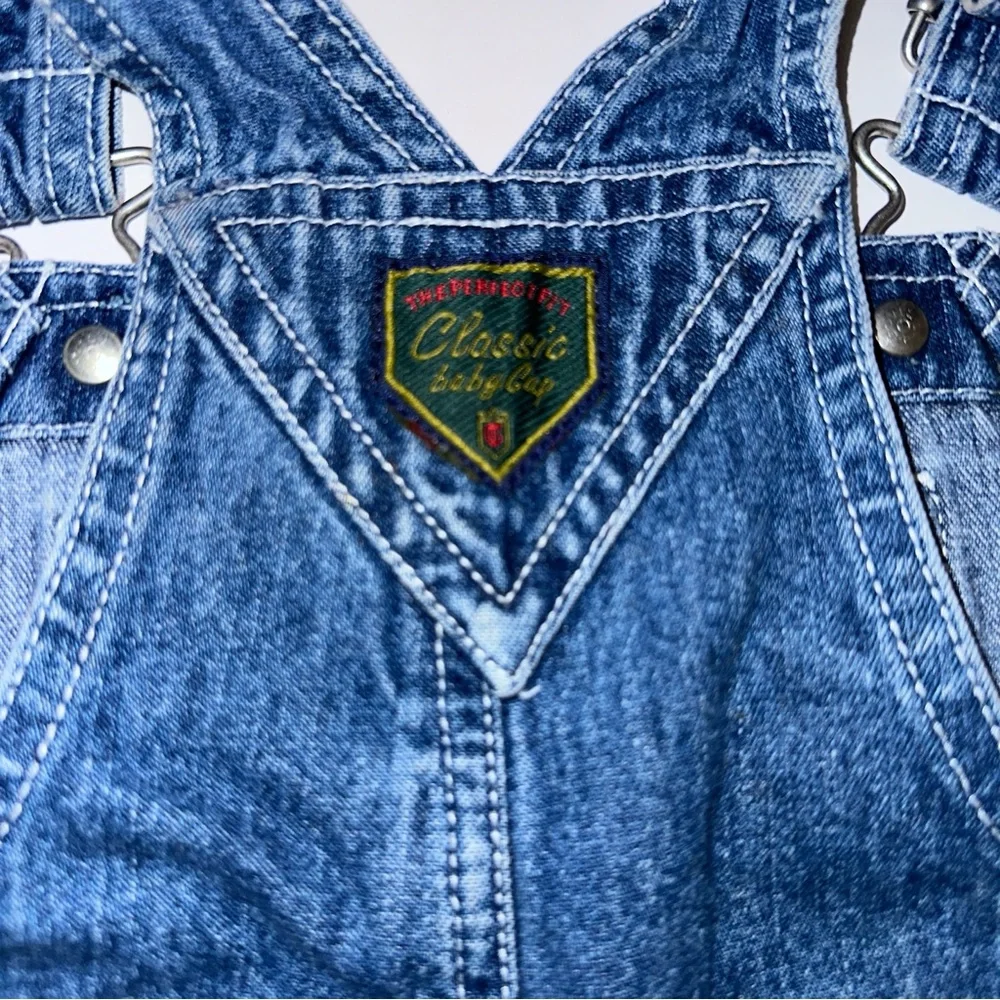 VTG Y2K Baby Gap Light Denim Shortalls Cargo Overalls Adjustable Straps 2T